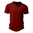 thumbnail image 1 of Men's Casual T Shirts Pure Color Basic Tee Comfortable Summer Short Sleeve Top Button Detail Everyday Wear Breathable Blend, 1 of 4
