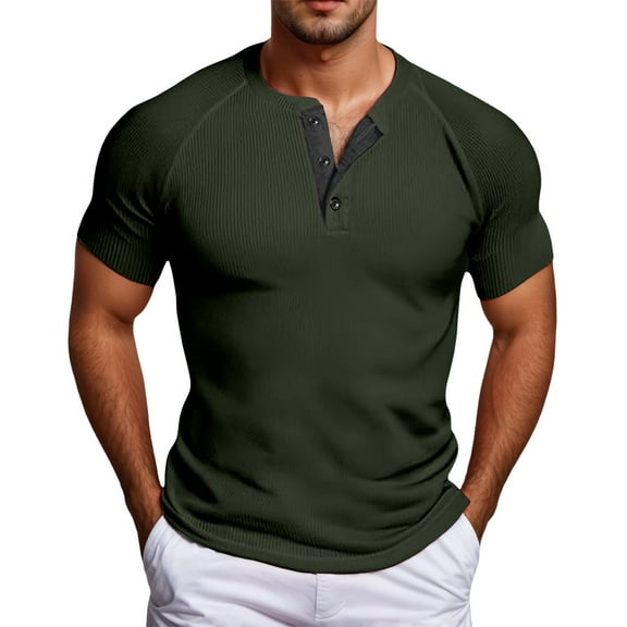 Men's Casual T-Shirts Short Sleeve Button Design Comfortable Wear for Everyday Outdoor Activities