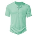 thumbnail image 1 of Men's Casual T Shirts Short Sleeve Solid Color Button Up Tee For Daily Wear Outdoor Activities Spring Summer Comfortable Top Mens Polyester Spandex Shirt Striped Long Sleeved Shirt Men Mens Running, 1 of 3