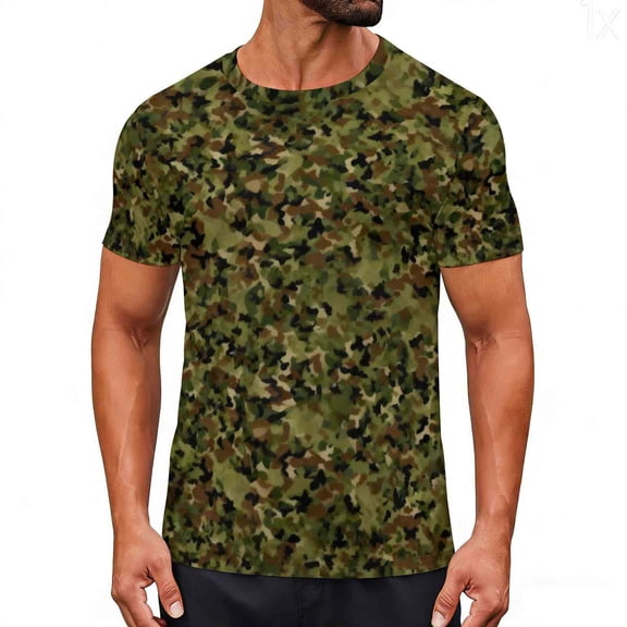 Men's Casual T Shirts for Man Camouflage T-Shirt Sports Fitness Short Sleeve Military Camo Crewneck Shirts, S-3XL