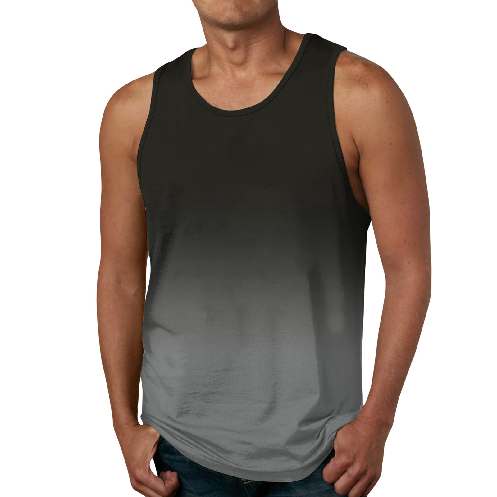 Men's Casual Tank Tops Muscle Sleeveless Crewneck Stretch Basic ...