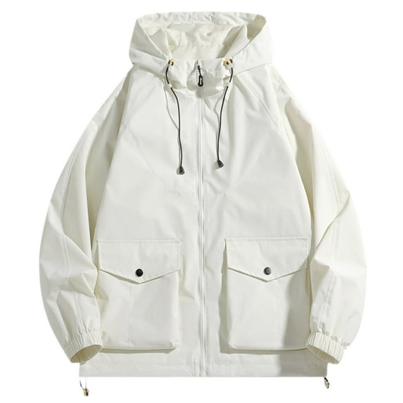 Men's Casual Techwear Jacket Windbreaker Korean Streetwear Hop Color Block Lightweight Outerwear