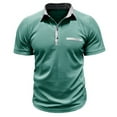 thumbnail image 1 of Men's Casual Tee Shirts Short Sleeve Tops Buttons Lapel V Neck Slim Fit Workout Tops Pullovers Work Blouses Green,XXXL, 1 of 6