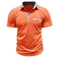 thumbnail image 1 of Men's Casual Tee Shirts Short Sleeve Tops Buttons Lapel V Neck Slim Fit Workout Tops Pullovers Work Blouses Orange,XXXL, 1 of 6