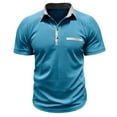 thumbnail image 1 of Men's Casual Tee Shirts Short Sleeve Tops Buttons Lapel V Neck Slim Fit Workout Tops Pullovers Work Blouses Sky Blue,XXXL, 1 of 6