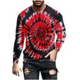 thumbnail image 1 of Men's Casual Tie Dye T-Shirts Long Sleeve Round Neck Graphic Tee Shirts Regular Fit Loose Lightweight Fall Pullover Tops, 1 of 5
