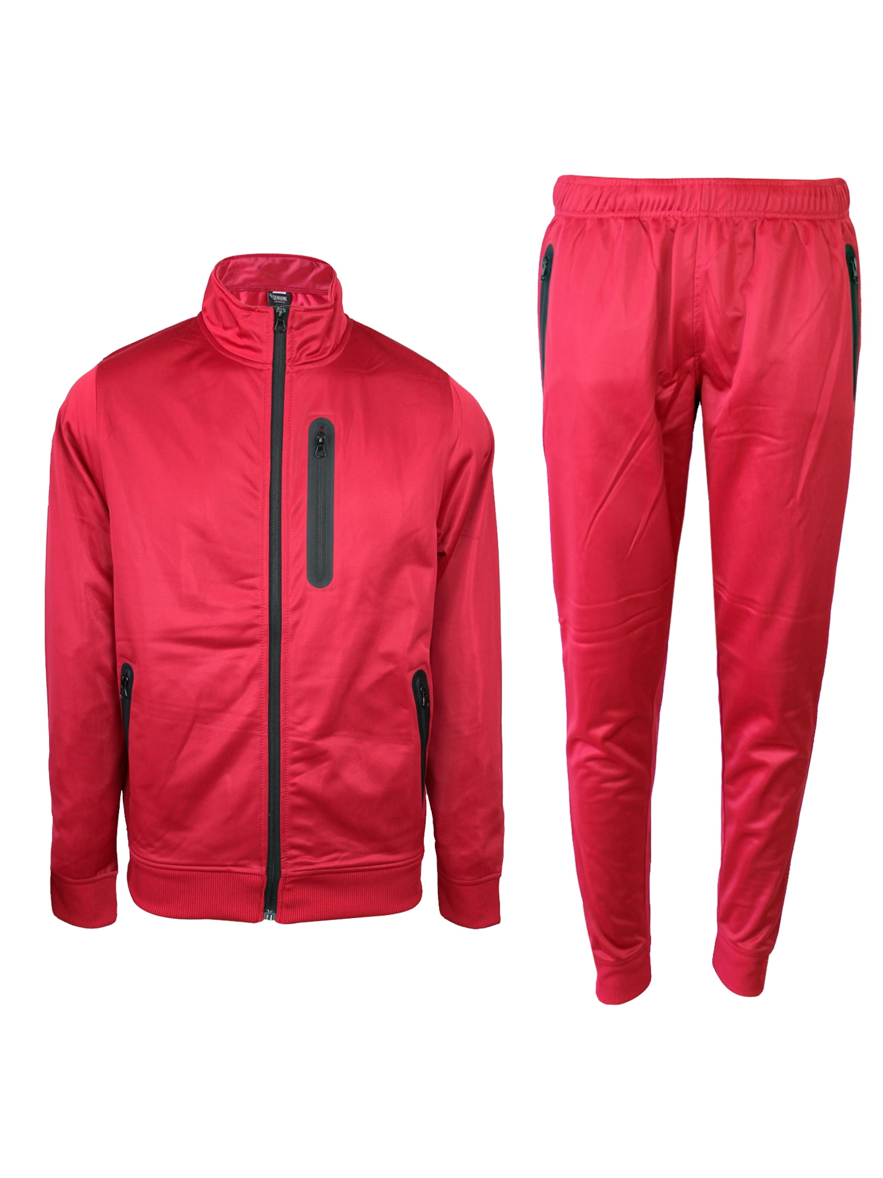 Men's Casual Tracksuit Athletic Sports Set Full Zip Long Sleeve Running Jogging Sweatsuit Red