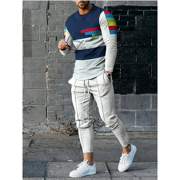 Men's Casual Tracksuit Long Sleeve Running Jogging Athletic Sports Set