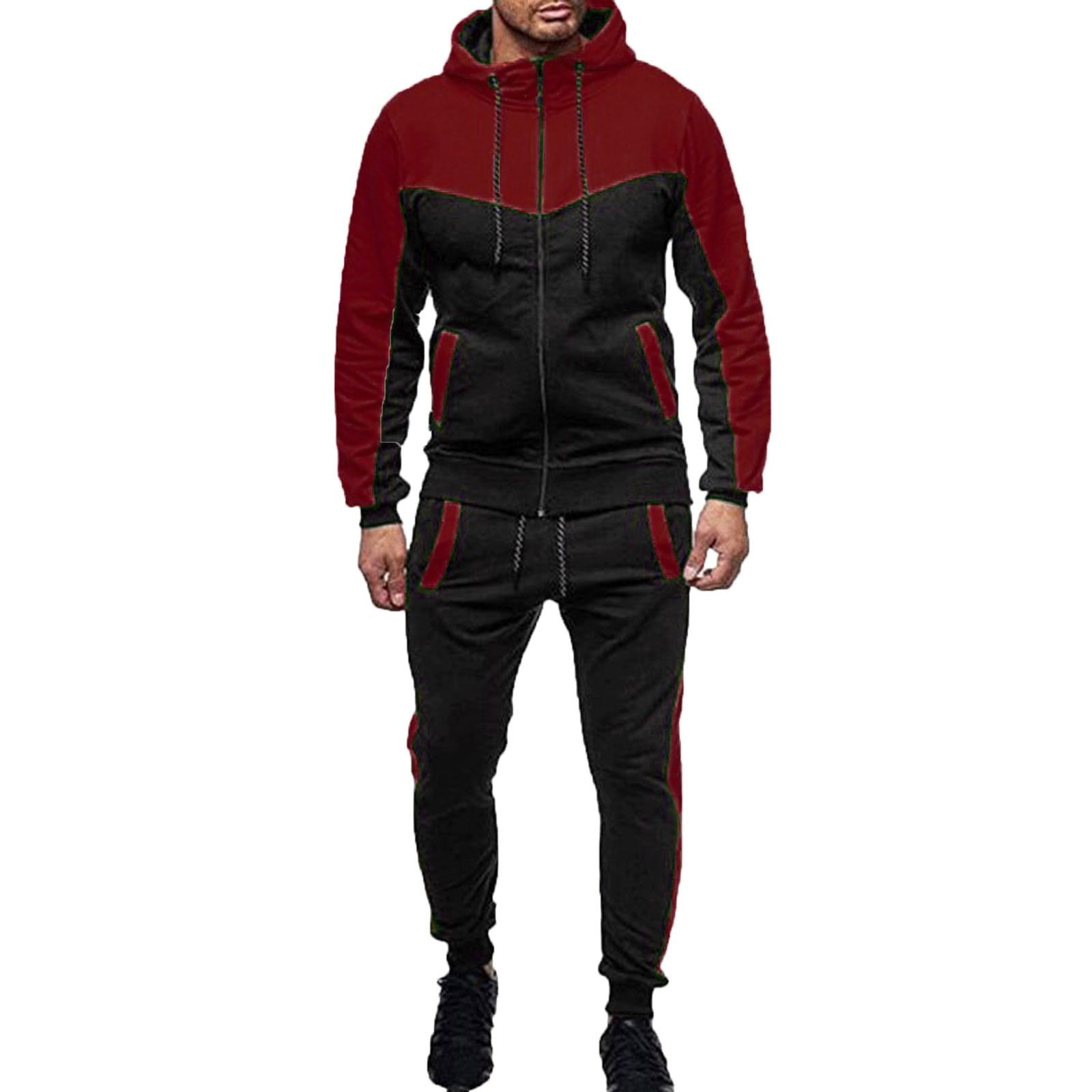 Men's Casual Tracksuit Long Sleeve Sweatsuit Athletic Set Full Zip Running  Jogging Suits for Men Sports Jacket and Pants 