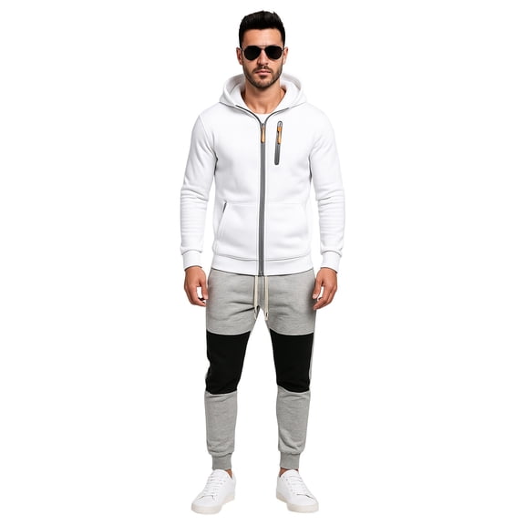 Men's Casual Tracksuit Set Autumn Comfortable Hooded Zip Up Sweatshirt And Matching Jogger Pants For Daily Wear Sports