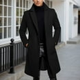 thumbnail image 1 of Men's Casual Trench Coat Slim Fit Notched Collar Long J Single Peacoat (Black XXL), 1 of 4
