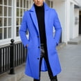 thumbnail image 1 of Men's Casual Trench Coat Slim Fit Notched Collar Long J Single Peacoat (Blue L), 1 of 4