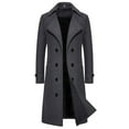 thumbnail image 1 of Men's Casual Trench Coat Slim Fit Notched Collar Long Jacket Overcoat Oversized Casual Windbreaker Jackets Peacoat with Pockets, GY1, Size M, 1 of 6