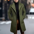 thumbnail image 1 of Men's Casual Trench Coat Slim Fit Notched Collar Long Jacket Overcoat Single Breasted Pea Coat wih Pockets Army Green S, 1 of 7