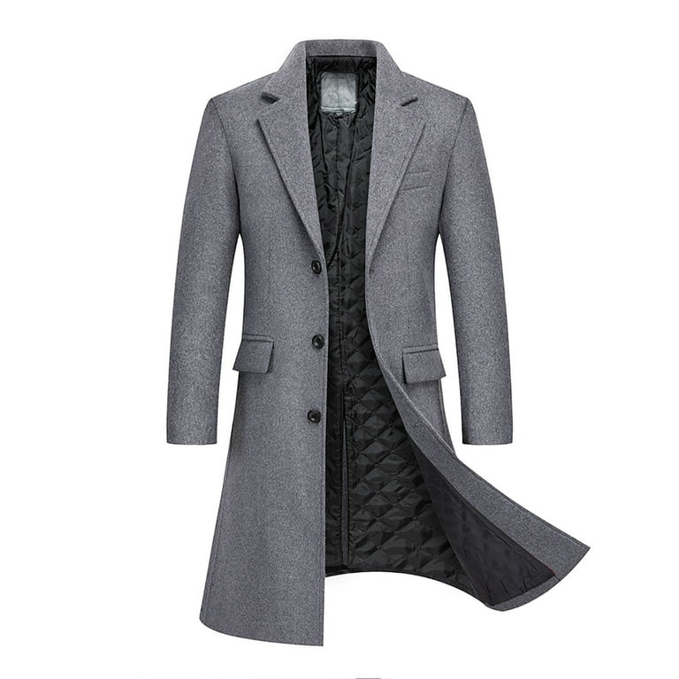 Mens trench coat slim fit notched collar overcoat best sale