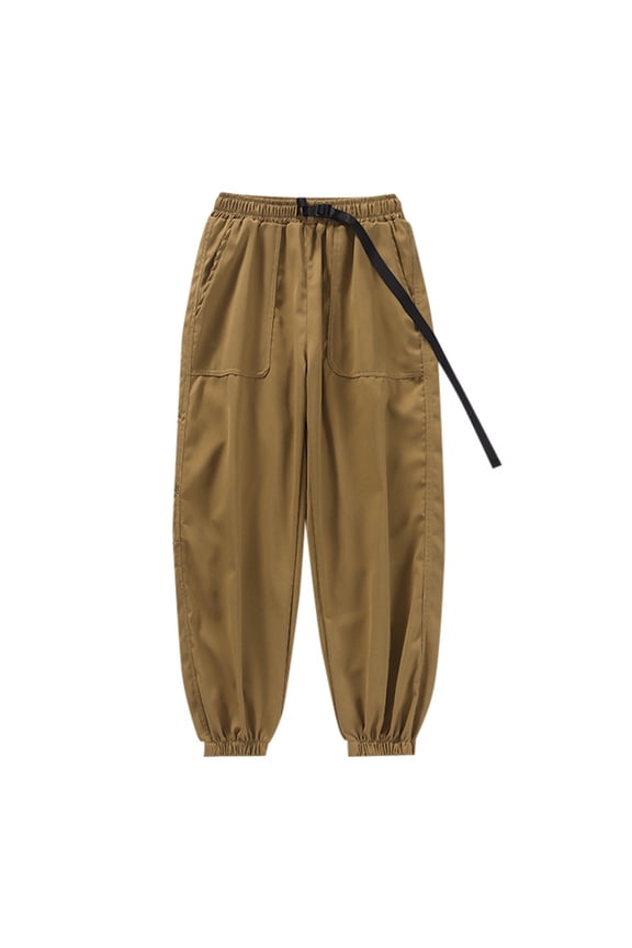 Men's Casual Trend In Leggings Solid Color Loose Fitting Straight Tube Retro Small Leg Cropped Pants