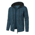 thumbnail image 1 of Men's Casual Trendy Solid Color Long Sleeved Hooded Zipper Cardigan Knitted Warm Soft Top Jacket, 1 of 4