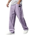 thumbnail image 1 of Men's Casual Trousers Lightweight Embroidered Logo Drawstring Loose Fit Waist Pocket Long Pants For Everyday Outdoor Wear, 1 of 5