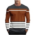 thumbnail image 1 of Long Sleeve Tshirts Casual T-shirts for Men Gradient Color/Striped Muscle Tee Shirt Workout Running Tops (M, Coffee 02), 1 of 5