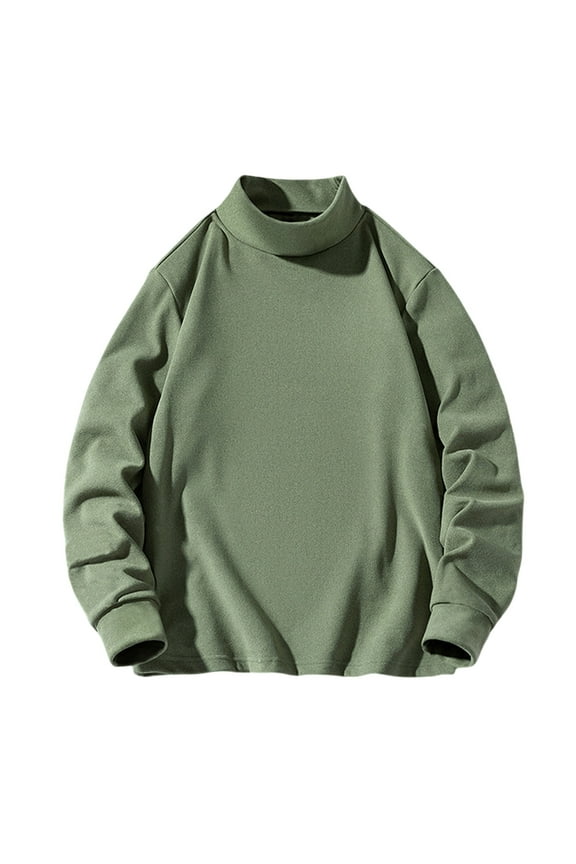 Men's Casual Turtleneck Sweater Slim Long Sleeve Basic Solid Color Sweatshirt Lightweight Warm Soft Pullover Sweaters Army Green XXXL