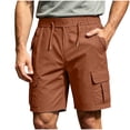 thumbnail image 1 of Men's Casual Twill Pull on Cargo Shorts Button Zip Fly Cotton Elastic Waist Loose Fit Drawstring Work Short with Muti Pocket Coffee, 1 of 9