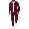 thumbnail image 1 of Men’s Casual Two Piece Set Long Sleeve Button Down Shirt and Drawstring Waist Pants Lightweight Checkered Print Outfit, 1 of 4