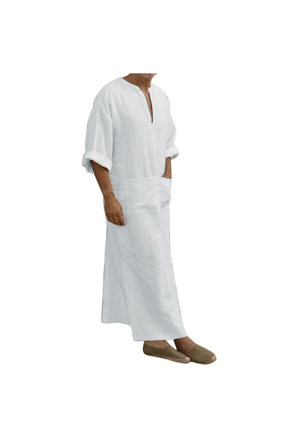 Men's Casual V-Neck Long Sleeve Robe Jacket Fashion Outerwear for Daily Comfort and Style