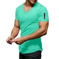 thumbnail image 1 of Men's Casual V Necks Short Sleeve T-Shirt Trendy Solid Design Lightweight Summer Top for Daily Wear, 1 of 5
