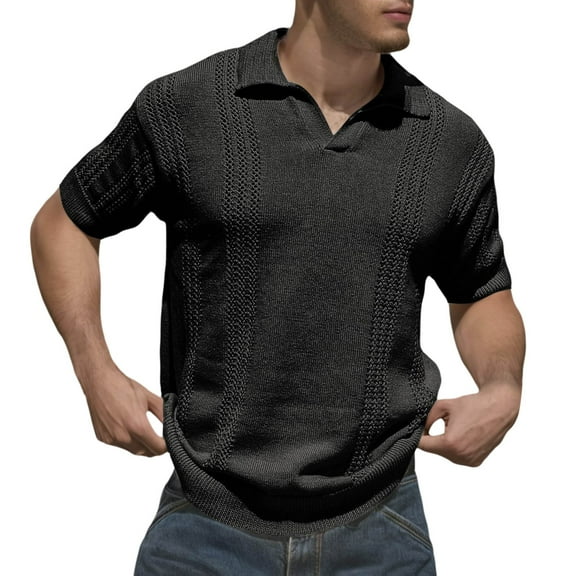 Men's Casual Vacation Short Sleeve Polo Shirt - Lapel Design, Polyester-Spandex, S-XXXL Sizes