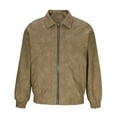 thumbnail image 1 of Men's Casual Varsity Jacket Vintage Zip Up Lightweight Suede Leather Bomber Jackets Casual Preppy Outerwear With Pockets, 1 of 4
