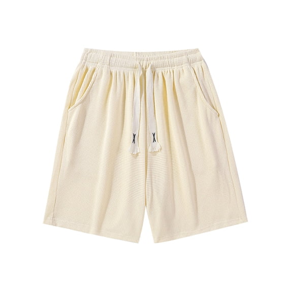 Men's Casual Waffle Knit Sweat Shorts Summer Beach Vacation Bermuda Short Pants, 7" Inseam Moisture Wicking Drawstring Elastic Waist Lounge Shorts Big & Tall
