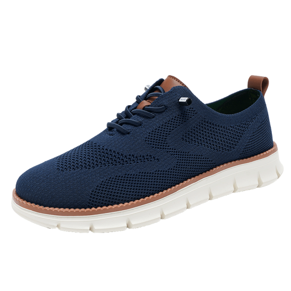 Men's Casual Walking Sneakers - Breathable Knit Upper Shoes with Quick-Lace Elastic System