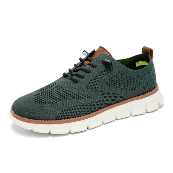 Men's Casual Walking Sneakers - Breathable Knit Upper Shoes with Quick-Lace Elastic System
