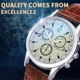 thumbnail image 1 of Men’s Casual Watch Combines Brown Strap Round Analog Dial Silver Tone Case And Subdial Details For Business Dress Fashion, 1 of 2