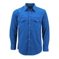 thumbnail image 1 of Men’s Casual Western Pearl Snap Button Down Long Sleeve Cowboy Dress Shirt (Royal Blue, L), 1 of 3