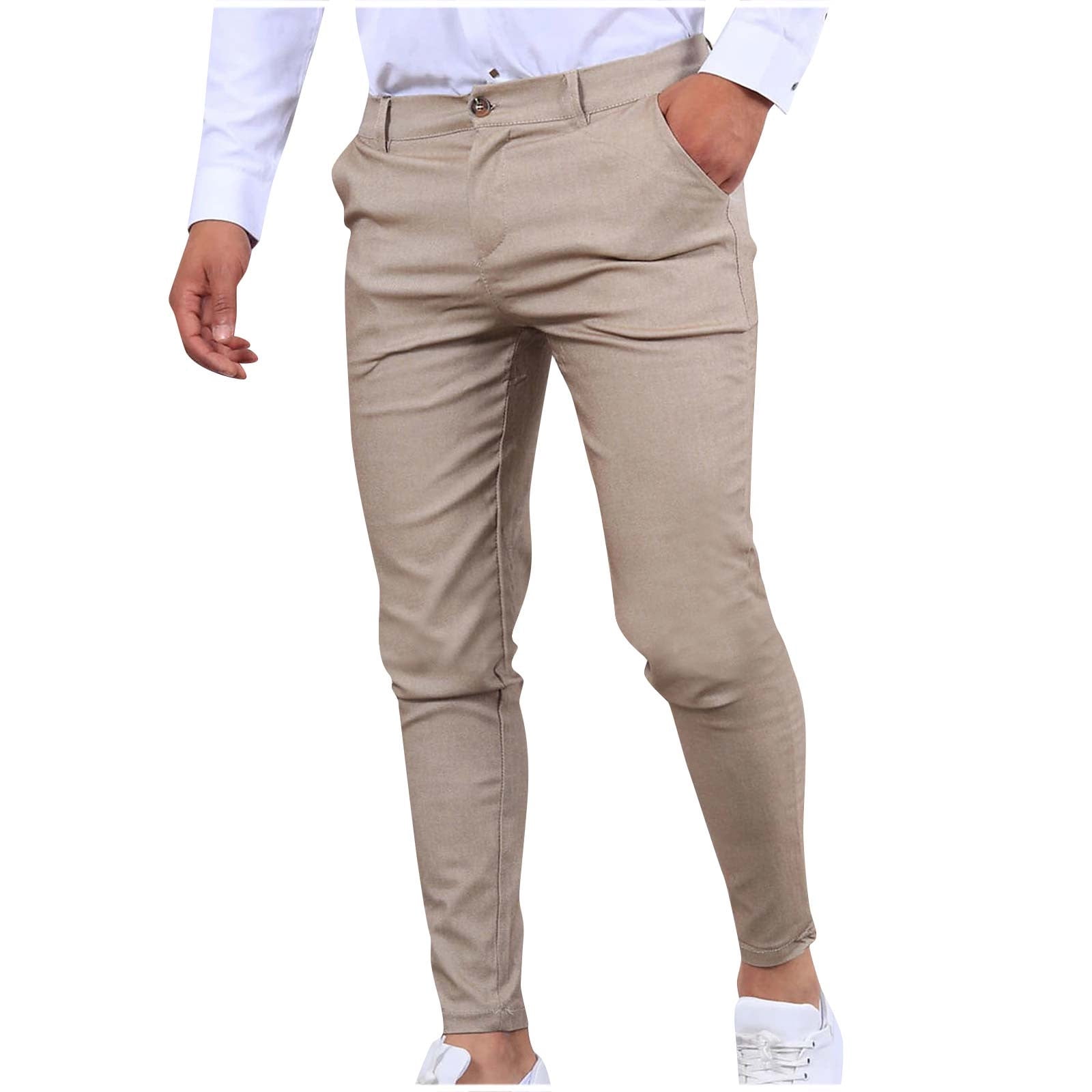 3-Pack Men's Slim Fit Stretch Chino Pants with Elastic Waist