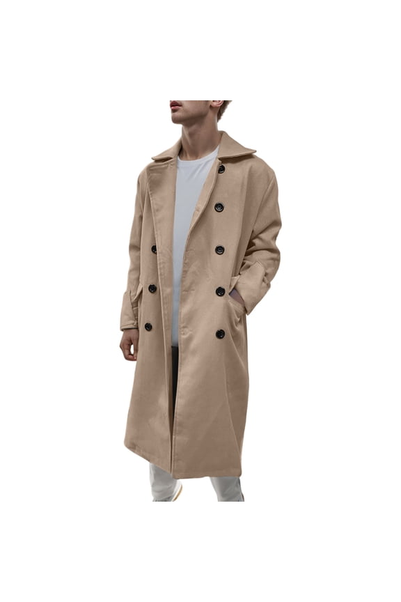 Men's Casual Windbreaker Wool Coat for Autumn Winter Slim Fit Lightweight Outerwear Jacket