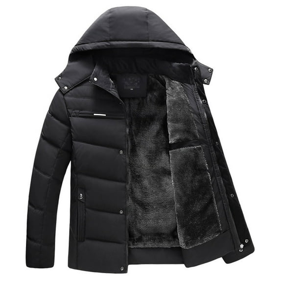 Men's Casual Winter Jacket Thicken Warm Men Zipper Hooded Coat With Pocket