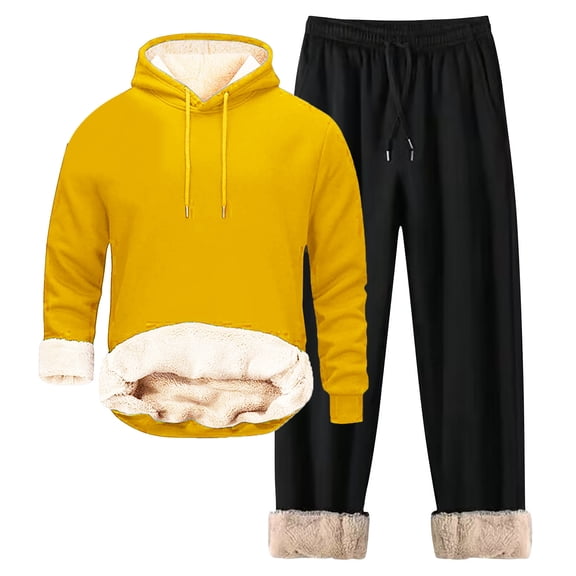 Men's Casual Winter Sports Suit Set Comfortable Zippered Hooded Jacket And Pants With Pockets