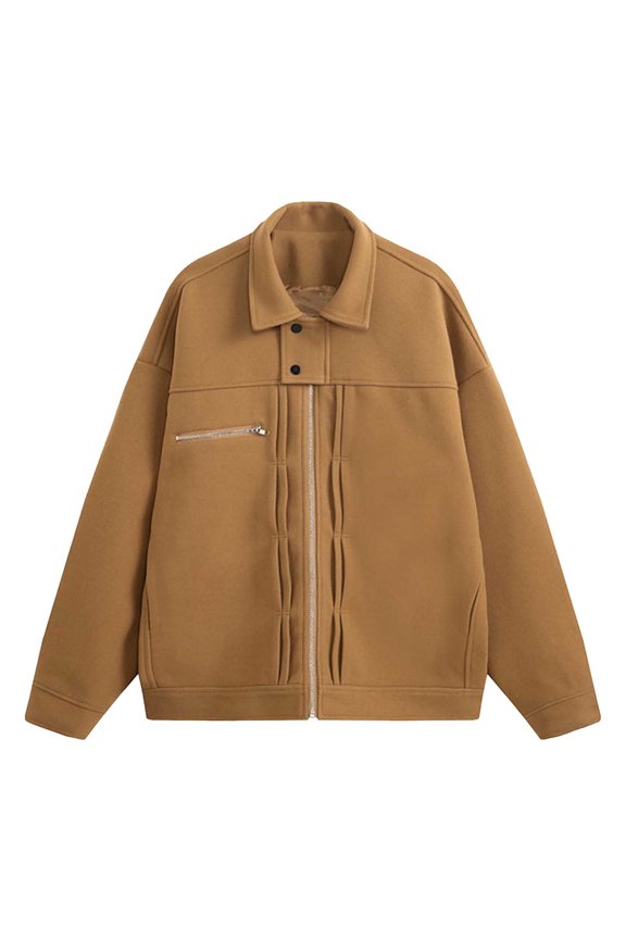 Men's Casual Wool Blend Jacket Autumn Winter Warm Comfortable Lightweight Outerwear Coat