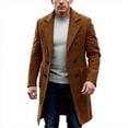 thumbnail image 1 of Men's Casual Wool-Blend Overcoat with Pockets, Brown, Size XXL, 1 of 4