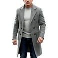 thumbnail image 1 of Men's Casual Wool-Blend Overcoat with Pockets, Gray, Size S, 1 of 4