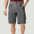 thumbnail image 1 of Men’s Casual Work Pants, Solid Color Multi Pocket Zipper Button Cropped Pants, Elastic Waist Comfortable Jogger Trousers for Outdoor, Work, Travel and Daily Wear, 1 of 7