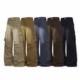 thumbnail image 1 of Men's Casual Workwear Pants with Multi-Pockets, Trousers - Straight Leg Button Waist, Stretchy, Breathable, Quick Dry for Outdoor Hiking, Daily Wear, Active | AKLJWH,Beige L, 1 of 7