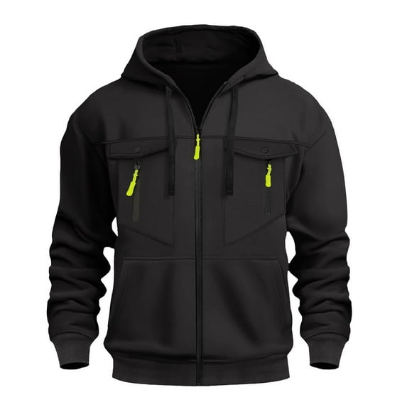 Men's Casual Zip Up Hoodie with Multiple Pockets Long Sleeve Sweatshirt Warm Pullover for Men Lightweight Hooded Jacket
