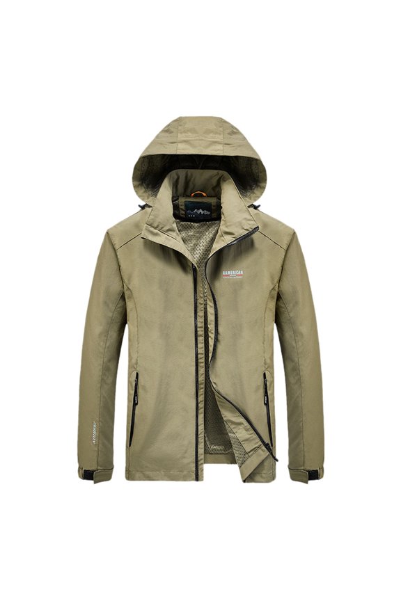 Men's Casual Zip Up Jacket Fall Winter Letter Print Neck Lightweight Long Sleeve Outerwear With Pockets Regular Fit