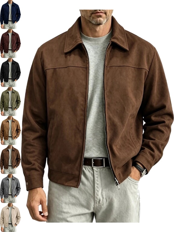 Men's Casual Zip Up Jacket Lapel Long Sleeve Regular Fit Going Out Jacket