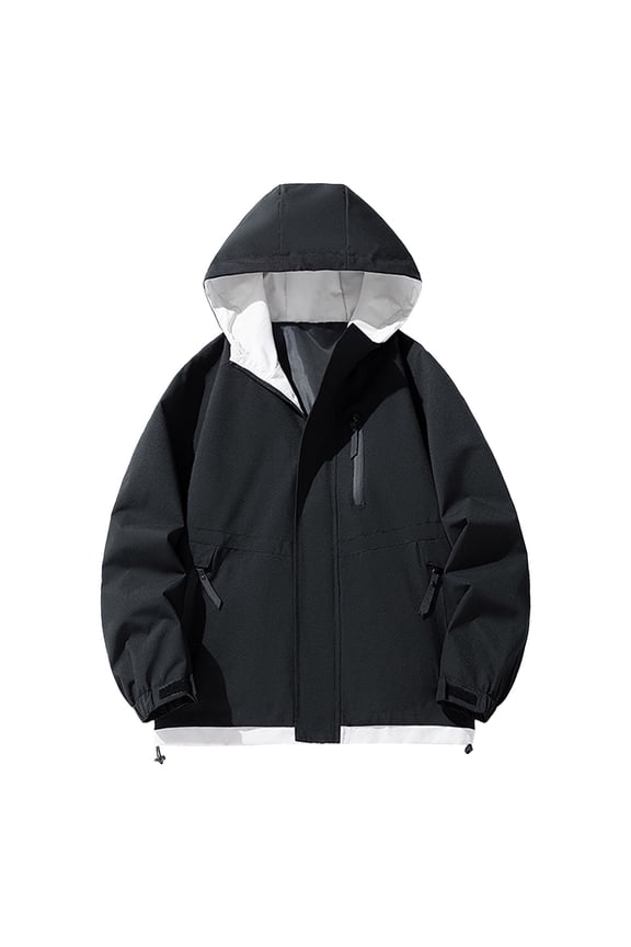 Men's Casual Zip Up Jacket Letter Print Neck Lightweight Long Sleeve Outerwear for Fall Winter Season Comfortable Stylish Padded Coat