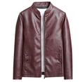 thumbnail image 1 of Men's Casual Zip Up Slim Bomber Faux Leather Jacket Motorcycle Biker Jackets Fashion Fall Jackets Coat, 1 of 6