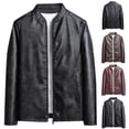 thumbnail image 1 of Men's Casual Zip Up Slim Bomber Faux Leather Jacket Motorcycle Biker Jackets Fashion Fall Jackets Coat, 1 of 7